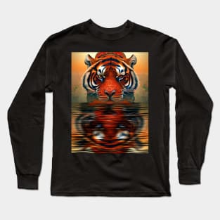 Tiger In Water Long Sleeve T-Shirt